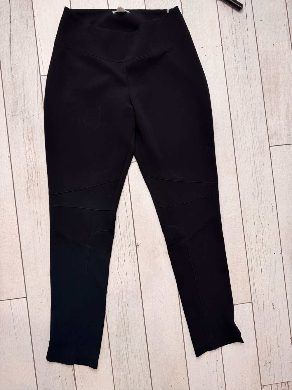 Sara Pacini Women’s Slit Hem Knee Detail Pants Size 1 Small 6-8 Black Zip